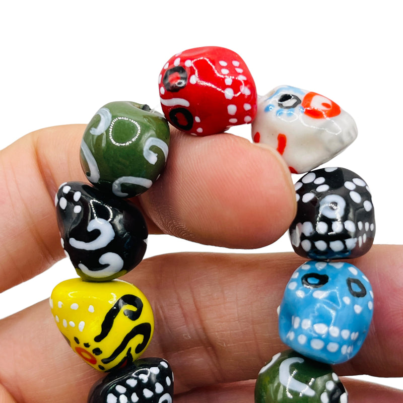 14x12mm Skull Handmade Ceramic Rainbow