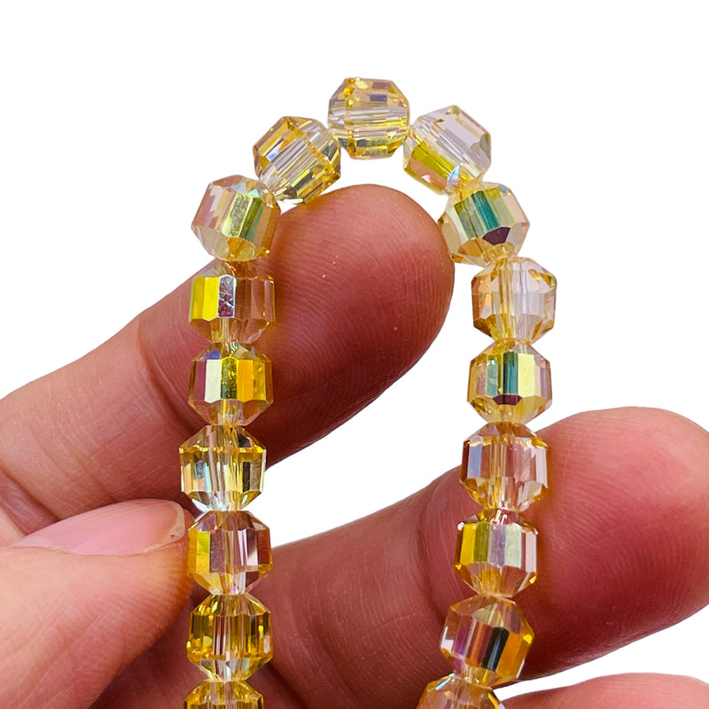 8mm Decagon Glass Crystal Gold Dream