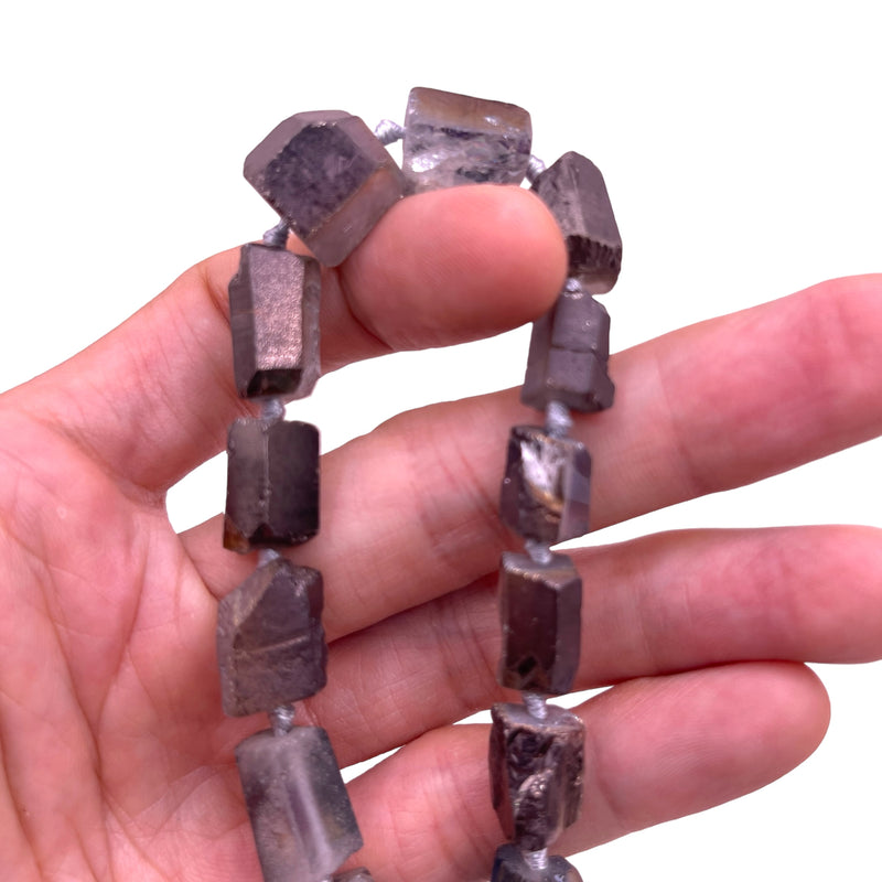 Graduated Nugget Cut Rock Crystal Hematite