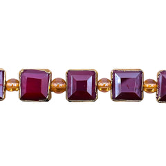 13mm Square Gold Edge Ruby Jade