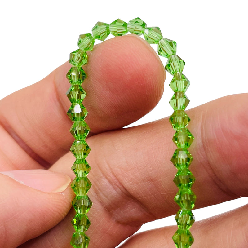 4mm Thunder Polish Glass Crystal Bicone Peridot