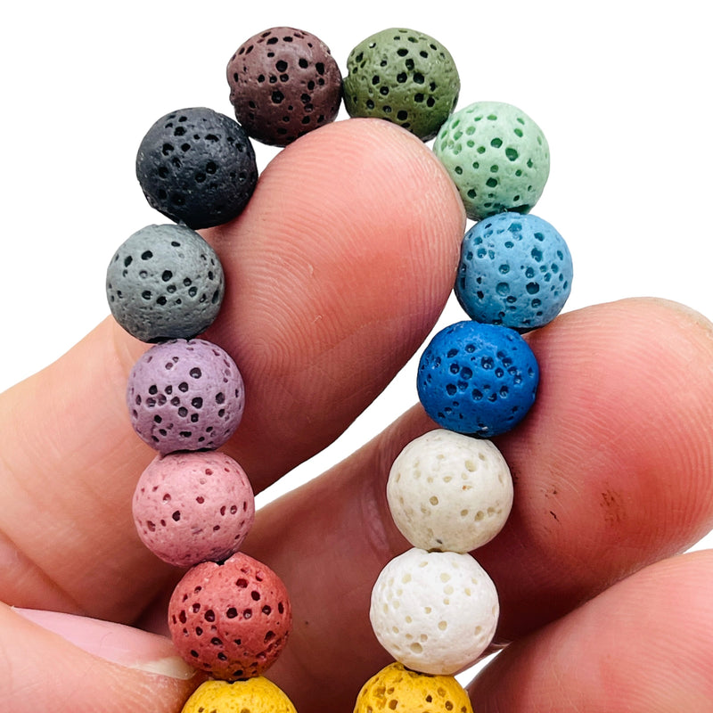 8mm Round Lava Multi Colors