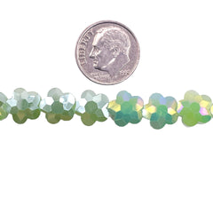 10mm Flower Glass Crystal Green Jade AB