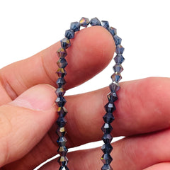 4mm Thunder Polish Glass Crystal Bicone Mexican Blue AB