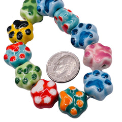 15mm Puppy Paw Handmade Ceramic Rainbow