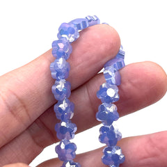 8mm Flower Glass Crystal Lt. Sapphire Jade