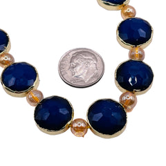 14mm Coin Gold Edge Sapphire Jade