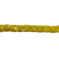 6mm Square Glass Crystal Yellow Jade