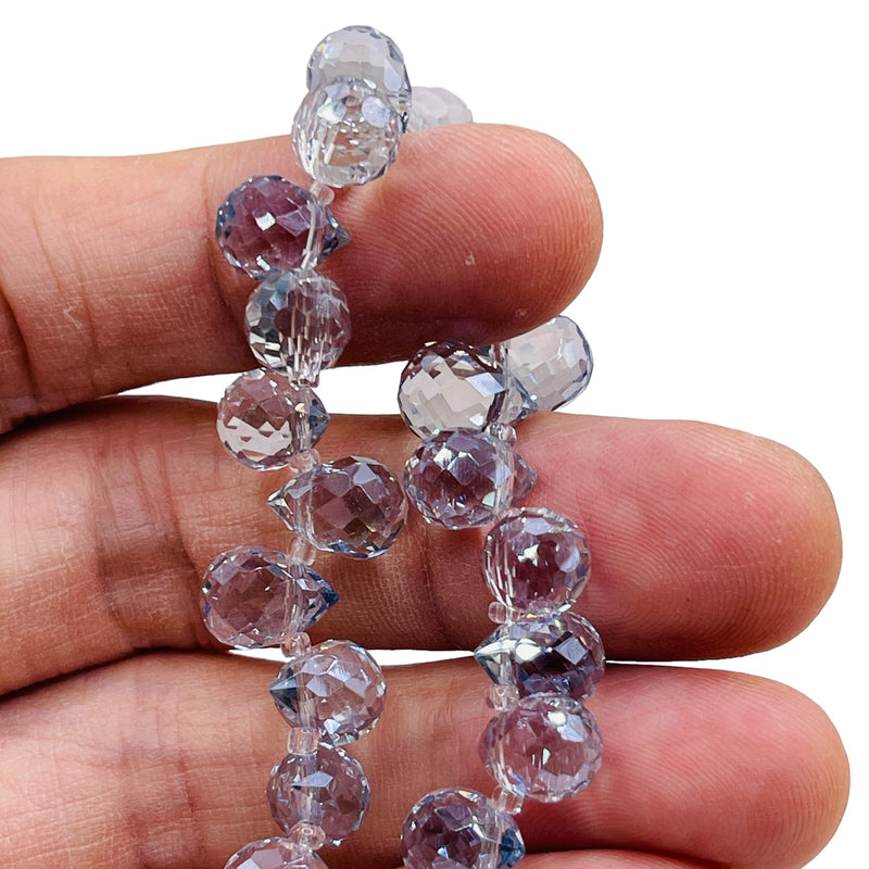 10x8mm Teardrop Glass Crystal Gray Blue