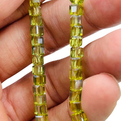 4mm Cube Glass Crystal Lt. Olivine