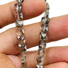 6mm Square Glass Crystal Silver Gray