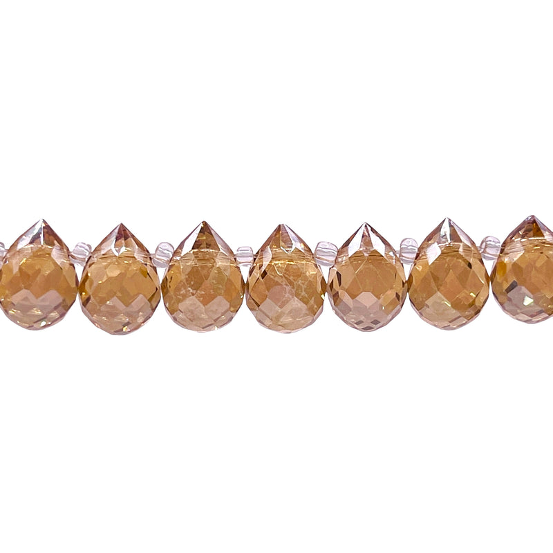 10x8mm Teardrop Glass Crystal Gold Champagne