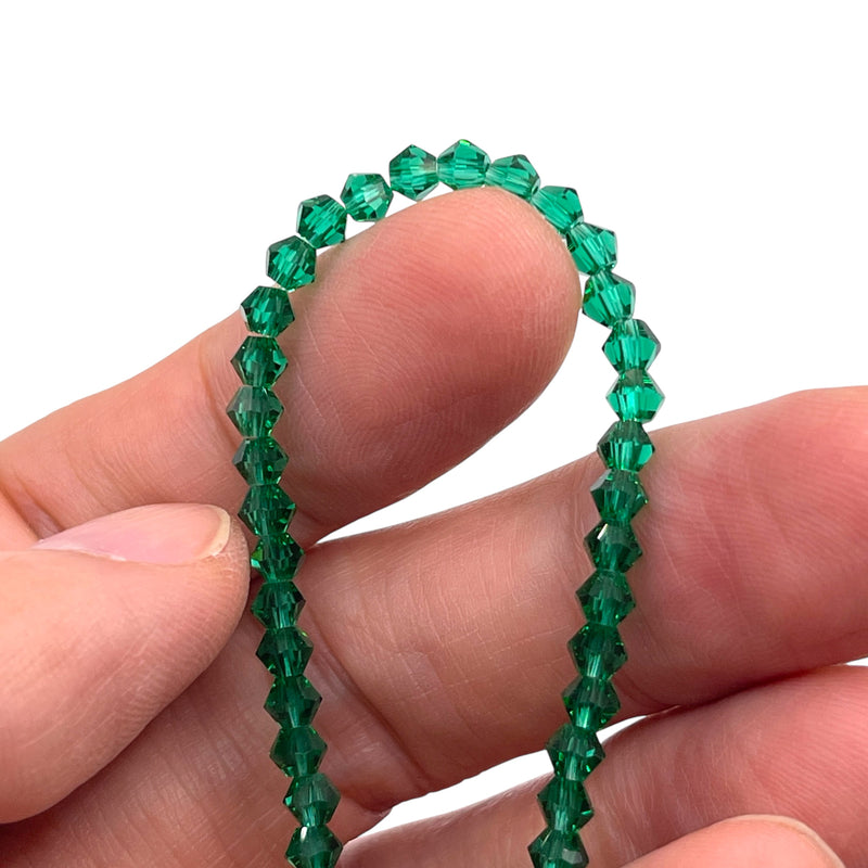 4mm Thunder Polish Glass Crystal Bicone Green Zircon