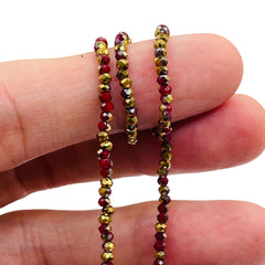 2mm Thunder Polish Glass Crystal Roundel Ruby Half Gold