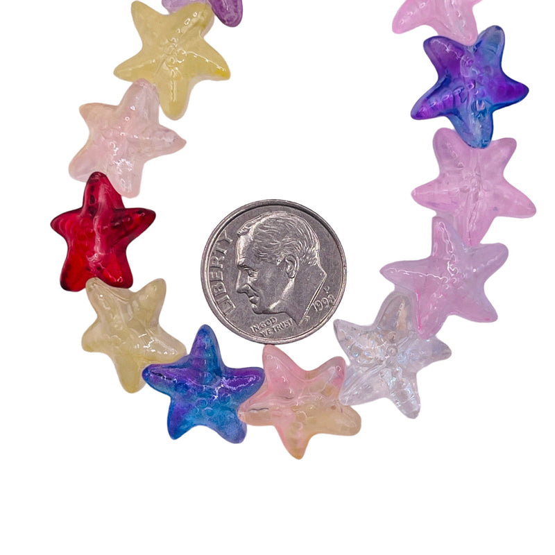 15mm Starfish Lampwork Glass Rainbow