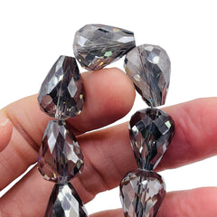 18x13mm Tear Drop Glass Crystal Silver Gray