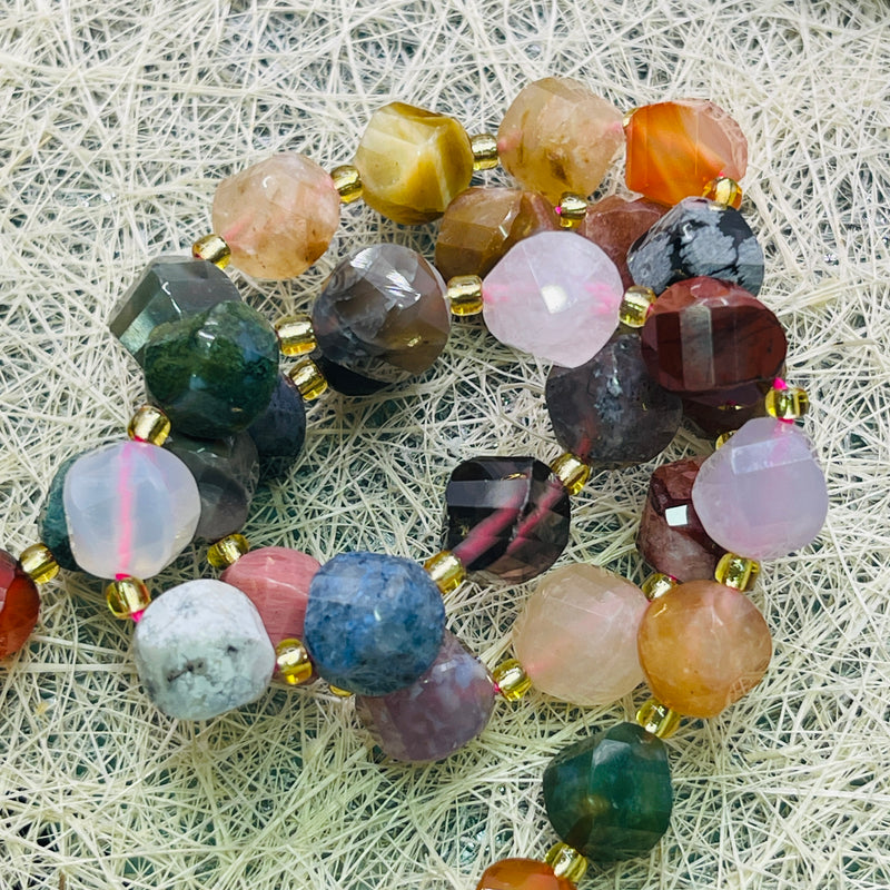 10mm Round Twisted Gemstone Rainbow