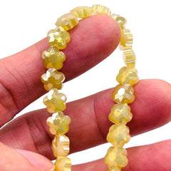 8mm Flower Glass Crystal Yellow Jade