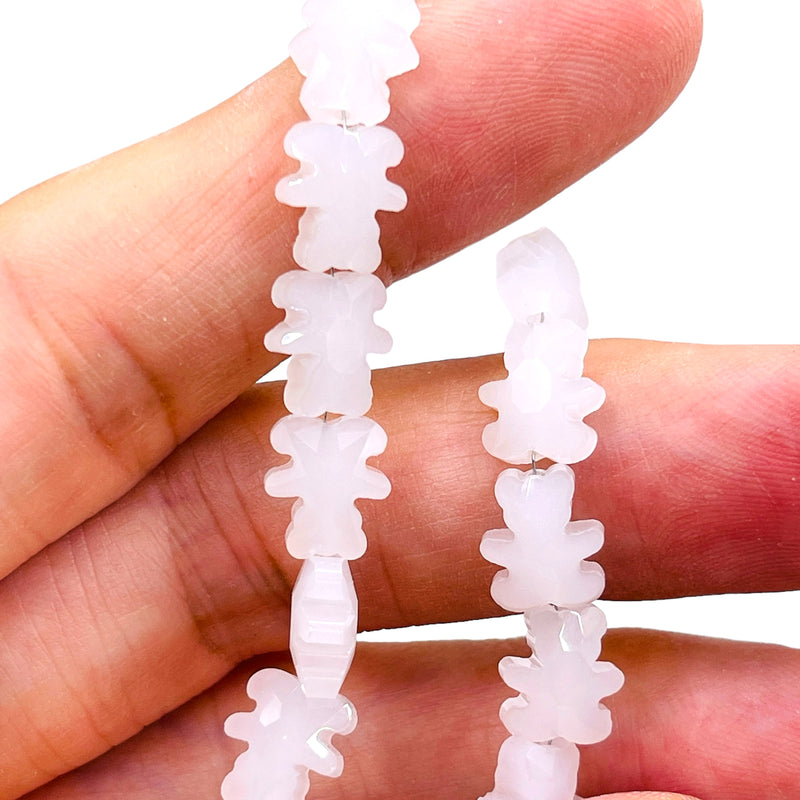 9x8mm Bear Glass Crystal White Jade