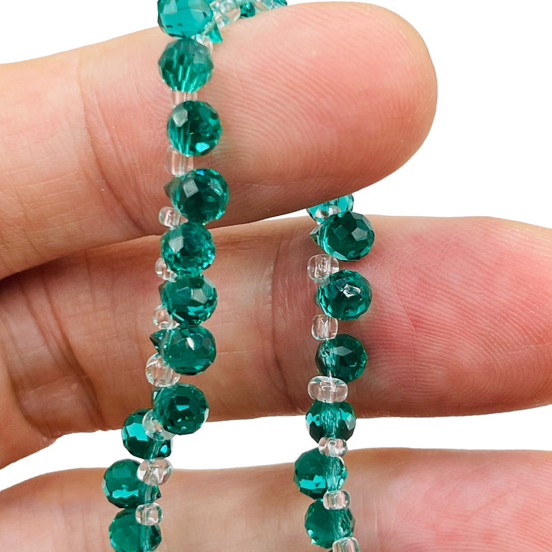 6x4mm Teardrop Glass Crystal Green Zircon