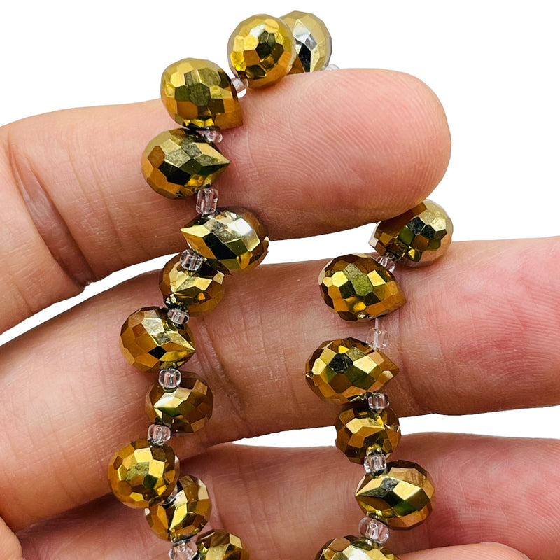 10x8mm Teardrop Glass Crystal Gold