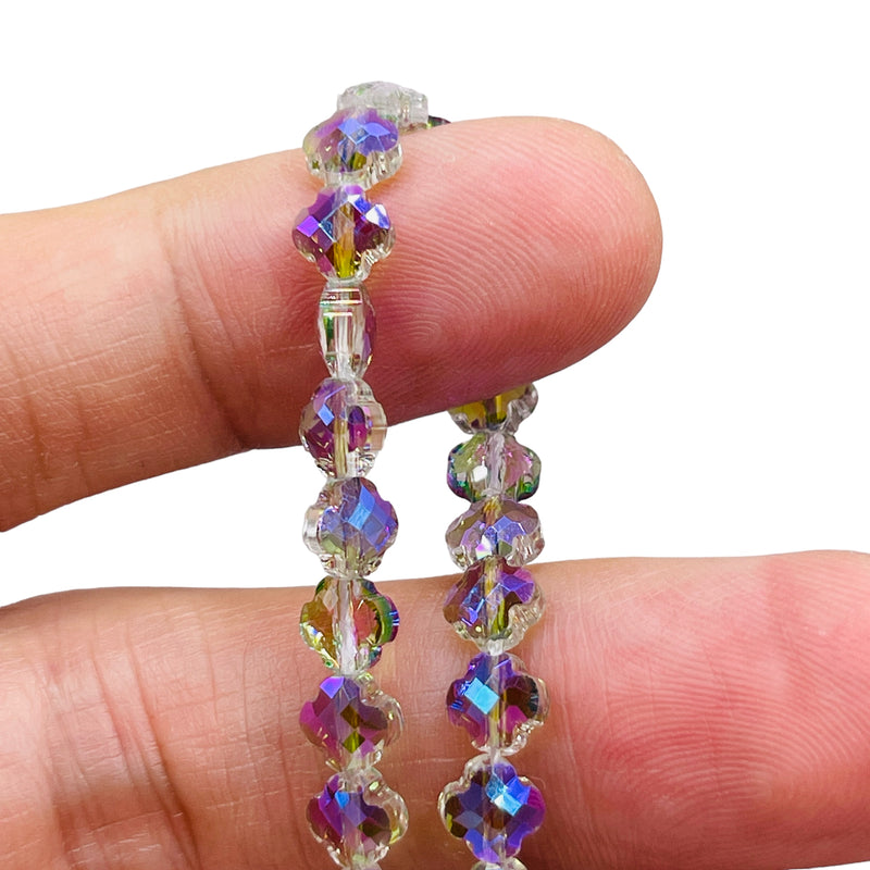 6mm Clover Glass Crystal Magic Purple