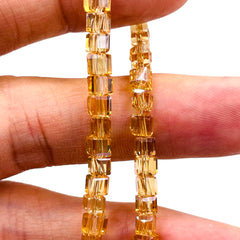 4mm Cube Glass Crystal Gold Champagne