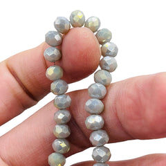 6mm Thunder Polish Glass Crystal Roundel Gray Gold