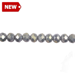 6mm Thunder Polish Glass Crystal Roundel Gray Gold