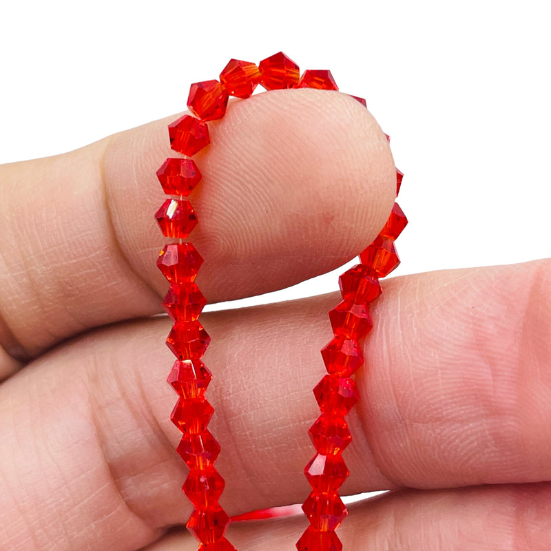 4mm Thunder Polish Glass Crystal Bicone Red