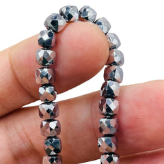 5mm Cube Glass Crystal White Gold