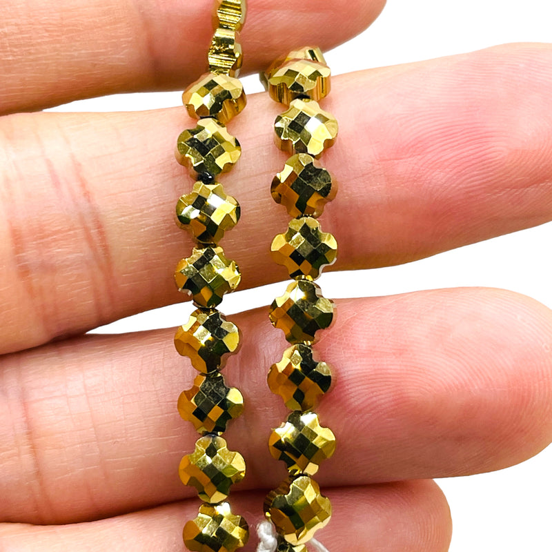 6mm Clover Glass Crystal Gold