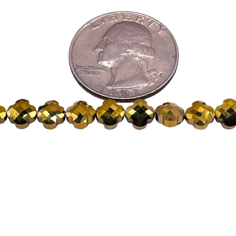 6mm Clover Glass Crystal Gold