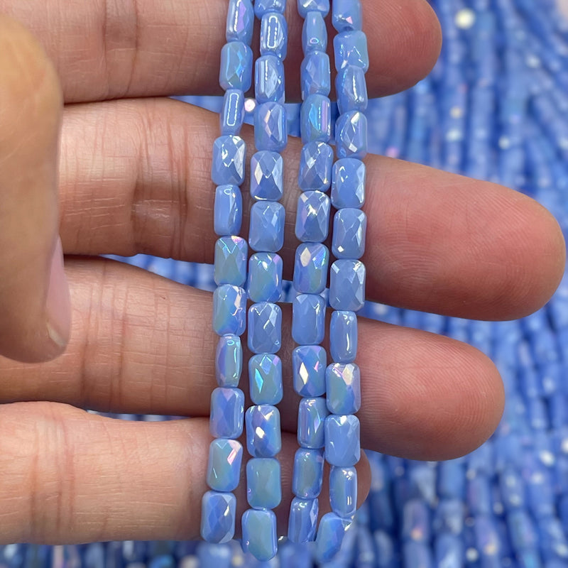 7x4mm Flat Rectangle Cut Glass Crystal Blue Jade AB