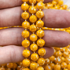 8mm Starcut Round Yellow Jade AB