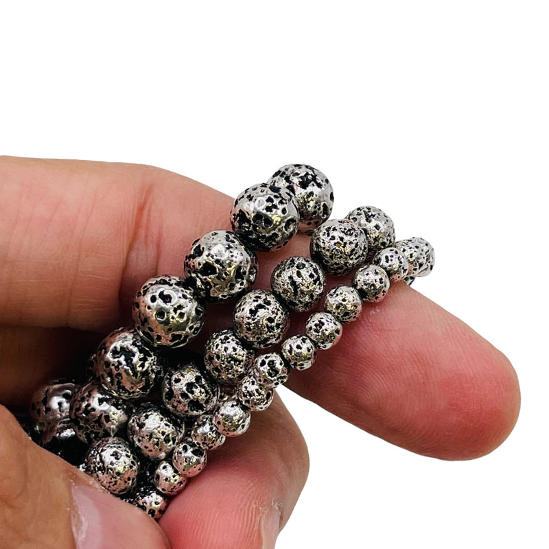 Lava Bead Antique Silver