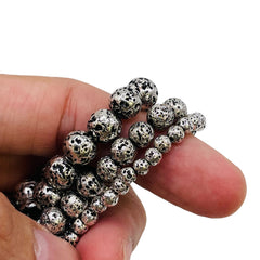 Lava Bead Antique Silver