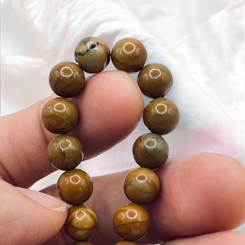 6mm Round Woodgrain Jasper