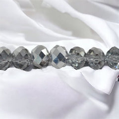 4mm Thunder Polish Glass Crystal Roundel Cut Half Silver