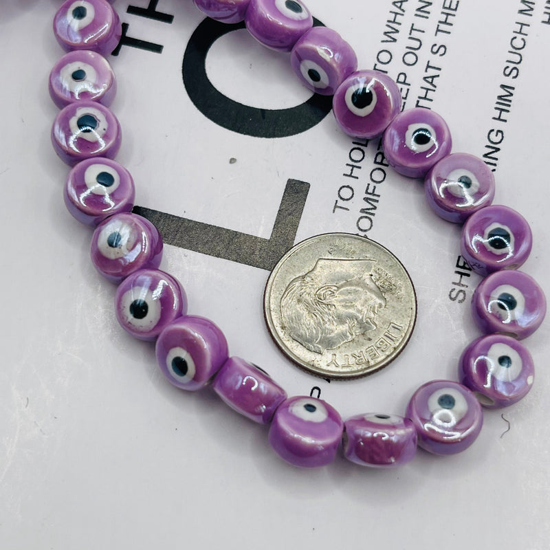 8mm Evil Eye Handmade and painted Porcelain