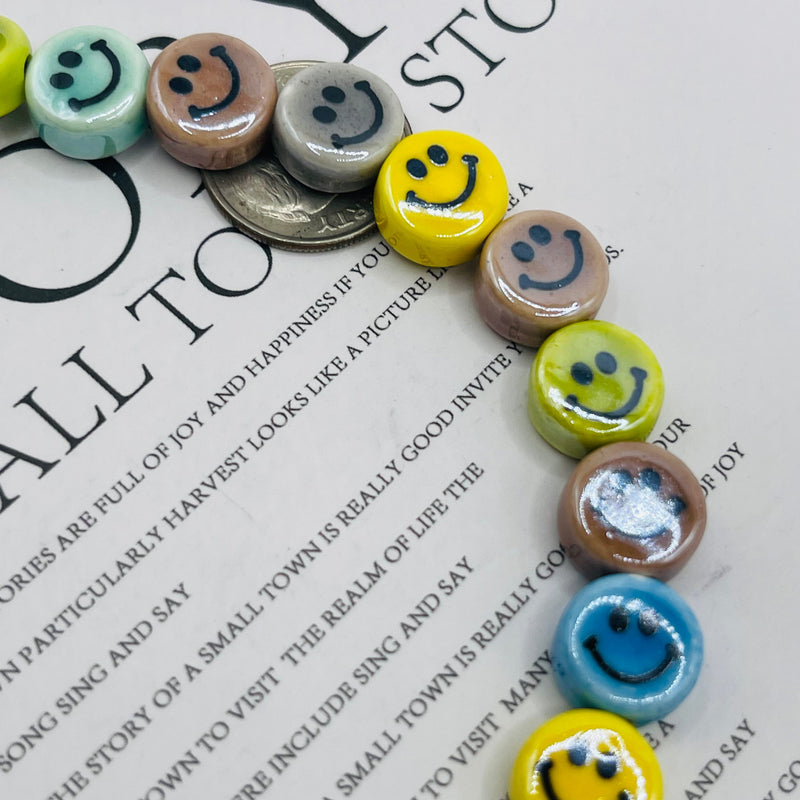 10mm Happy Face Handmade and Painted Porcelain