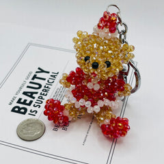 Handmade Beaded Bear with Keychain