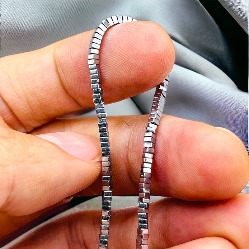 2x1mm Square Hematite Rhodium