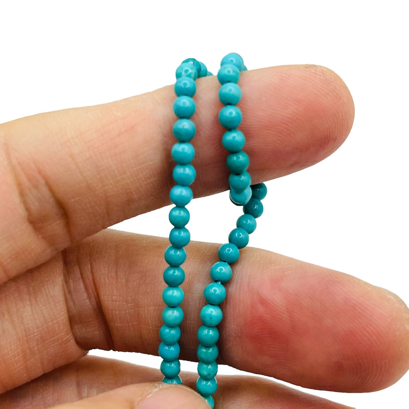 4mm Round Turquoise Dyed and Stabilized