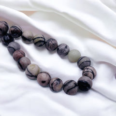 8mm Round Black Web Jasper