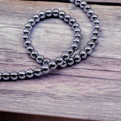 4mm Round Hematite Rhodium