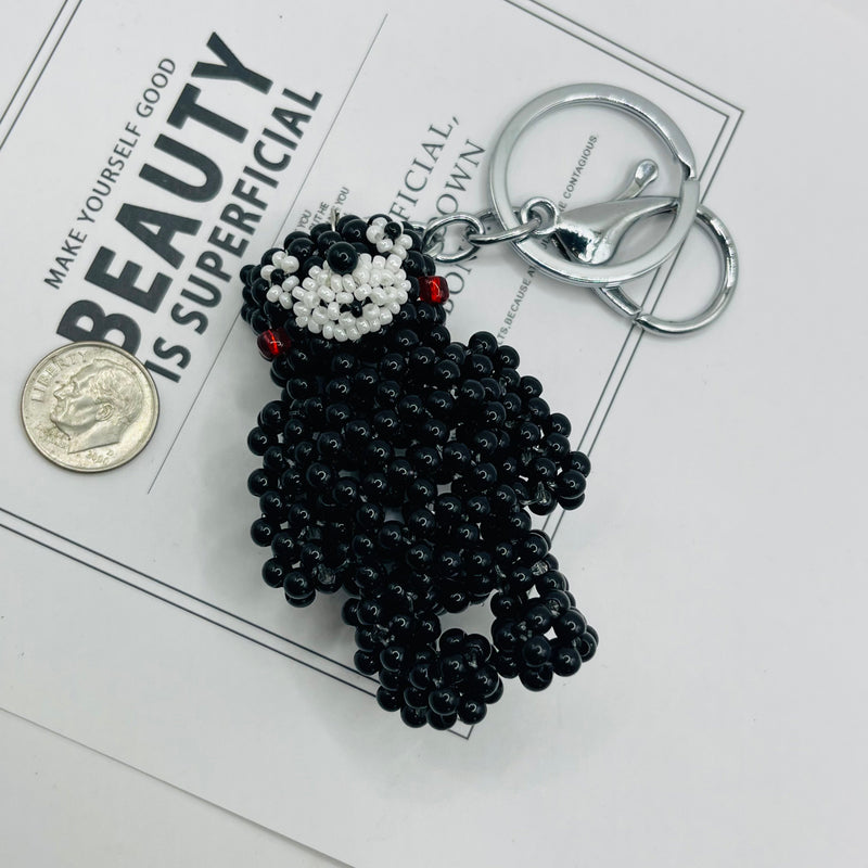 Handmade Beaded Bear with Keychain