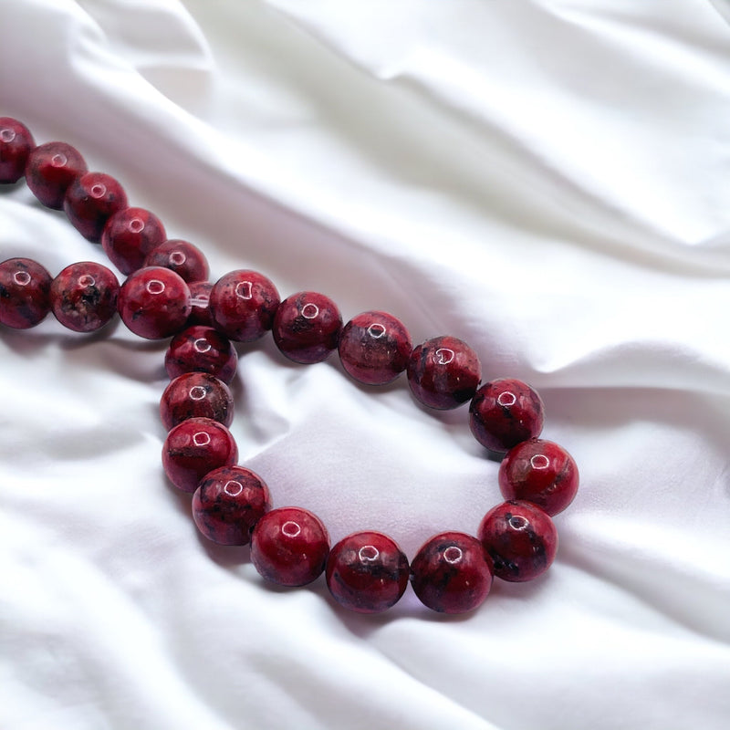 8mm Round Red Sesame Jasper