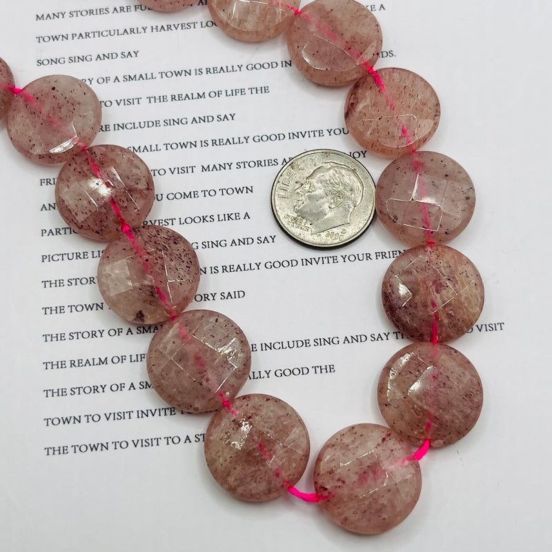 16mm Coin Cut Strawberry Quartz