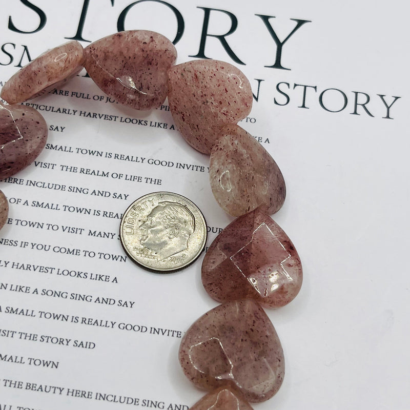 20mm Faceted Heart Strawberry Quartz